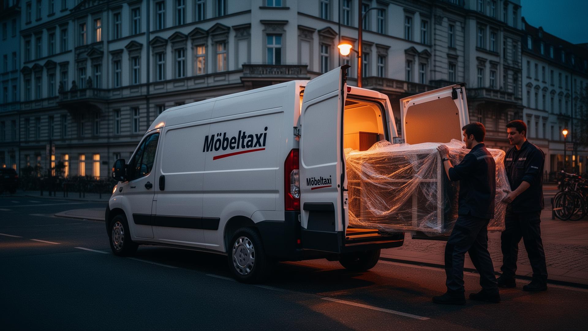 Möbeltaxi Berlin – Boss Transporte beim Verladen eines verpackten Möbelstücks